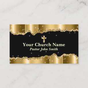 Your Church Name Torn Gold Glitter Business Card
