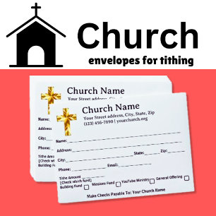 Your Church Tithes Offering Template Gold Cross Envelope