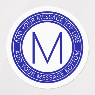 Your Circular Text & Monogram Royal Blue