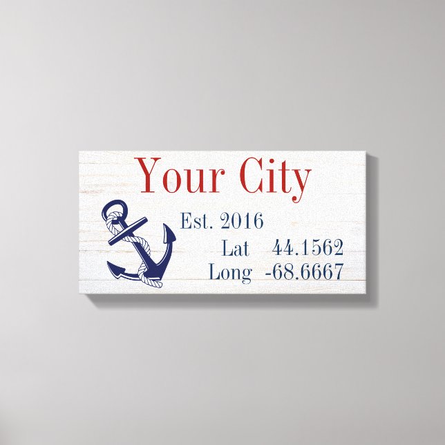 Your City or Family Name Latitude and Longitude Canvas Print (Front)