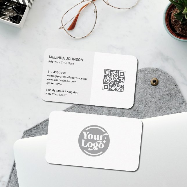 Your Clean Simple White Logo QR Code Business Card (Creator Uploaded)