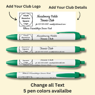Your Club Logo Tennis - Add your own details Black Ink Pen