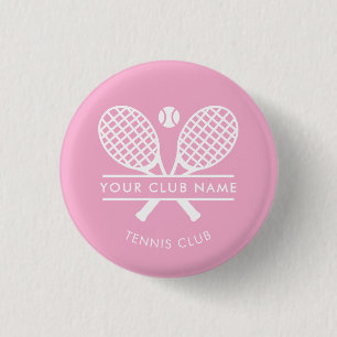 Your Club Name Tennis Team Pink Custom 3 Cm Round Badge