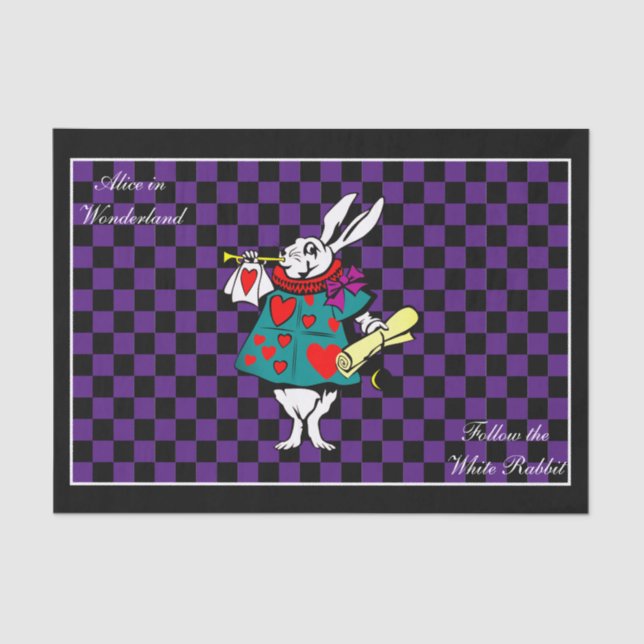 Your Colour Alice in Wonderland White Rabbit Check Tissue Paper (Front)