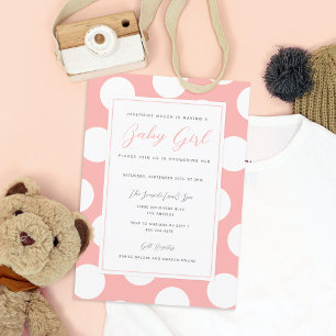 Your Colour and White Polka Dot Border Baby Shower Invitation