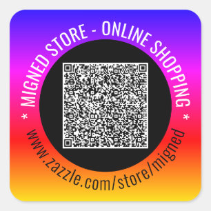 Your Colour QR Code Sticker Example Custom Text