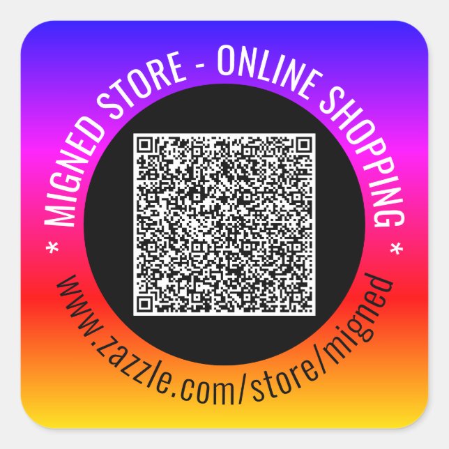 Your Colour QR Code Sticker Example Custom Text (Front)