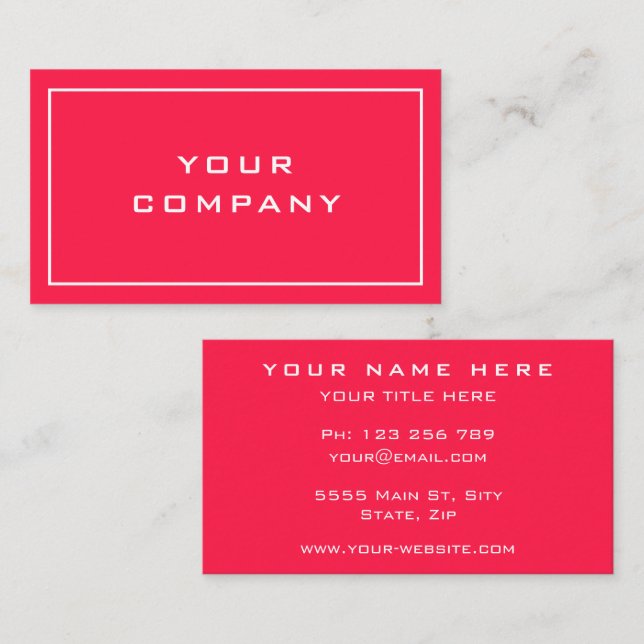 Your Colours and Font Business Card - Red (Front/Back)