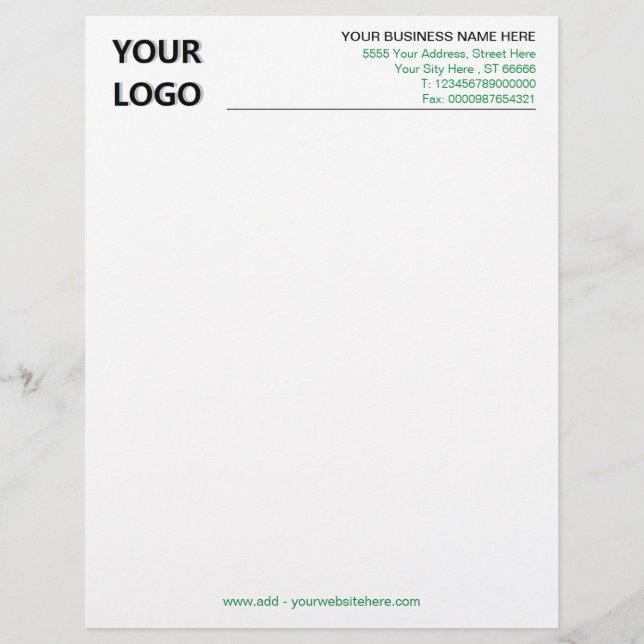 Your Colours and Fonts Branded Letterhead Example (Front)