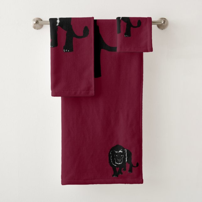 Your Colours Bath Towels with Lion - Bordeaux (Insitu)