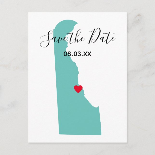 Your Colours Delaware Map Shape Save the Date Announcement Postcard (Front)
