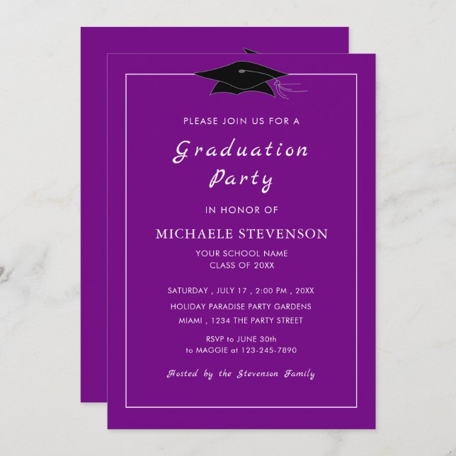 Your Colours Graduation Invitation - Choose Font (Front/Back)