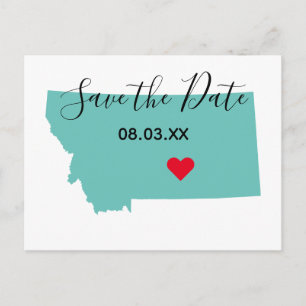 Your Colours Montana Map Shape Save the Date Announcement Postcard