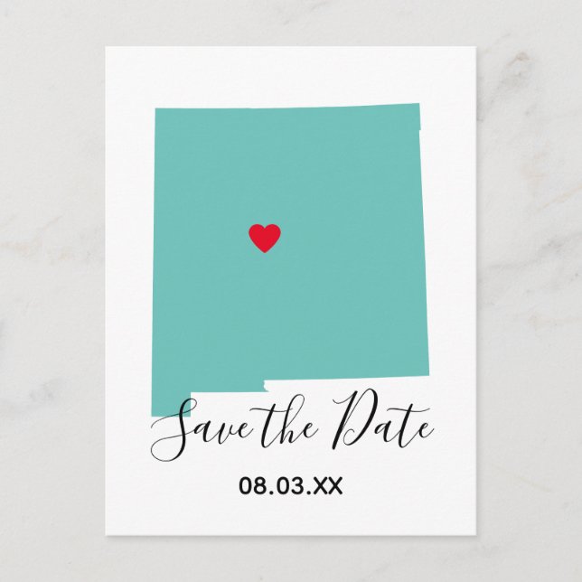 Your Colours New Mexico Map Shape Save the Date Announcement Postcard (Front)