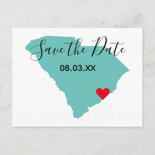 Your Colours South Carolina Map Shape Save the Dat Announcement Postcard