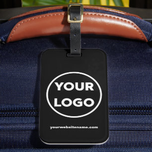 Your Company Logo and Business Website on Black Luggage Tag