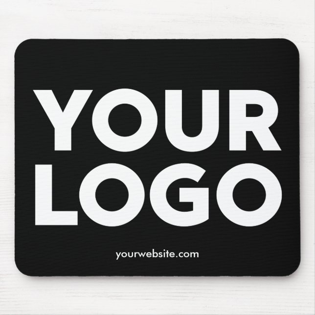 Your Company Logo and Business Website on Black Mouse Pad (Front)