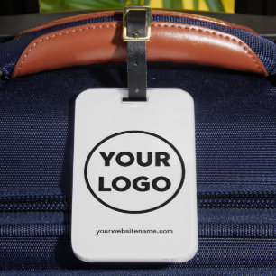Your Company Logo and Business Website on Grey Luggage Tag