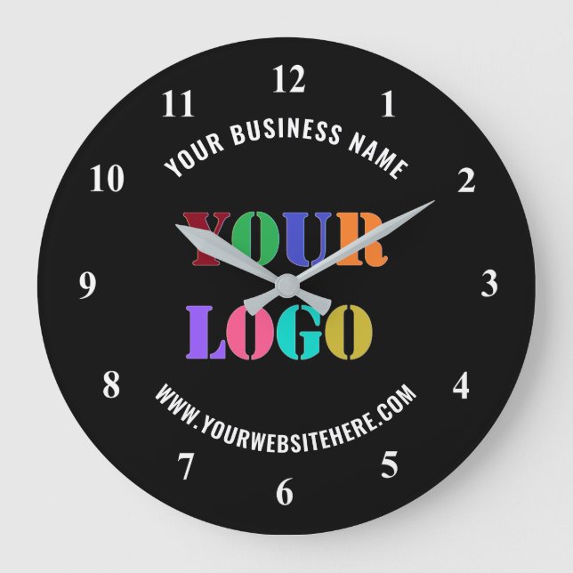 Your Company Logo and Custom Text Business Clock (Front)