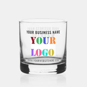 Your Company Logo and Custom Text Business Whiskey Glass