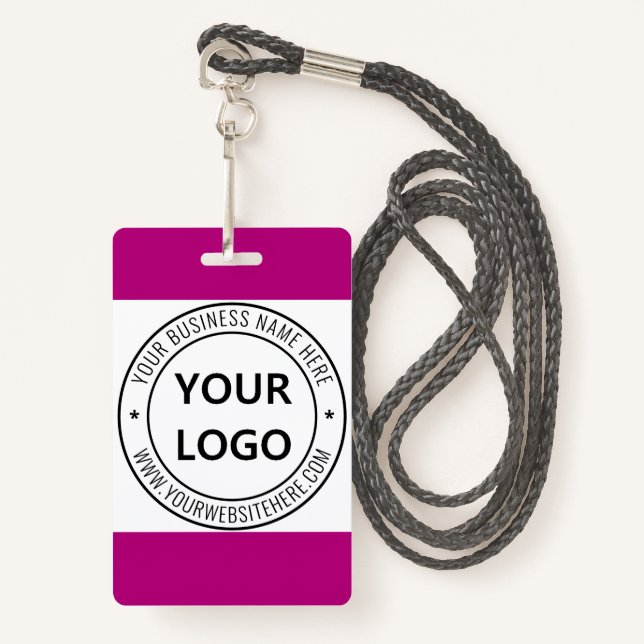 Your Company Logo and Text Business Badge Template ID Badge (Front with Lanyard)