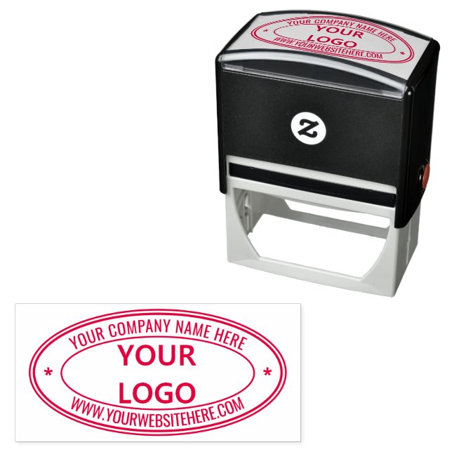 Your Company Logo and Text Oval Self-inking Stamp (In Situ)