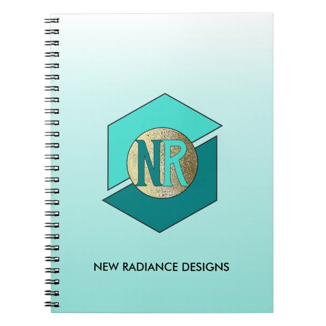 Your Company Logo Aqua Gradient Business Notebook (Front)