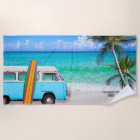 Your Company Logo Beach Blue Van & Surfboard Beach