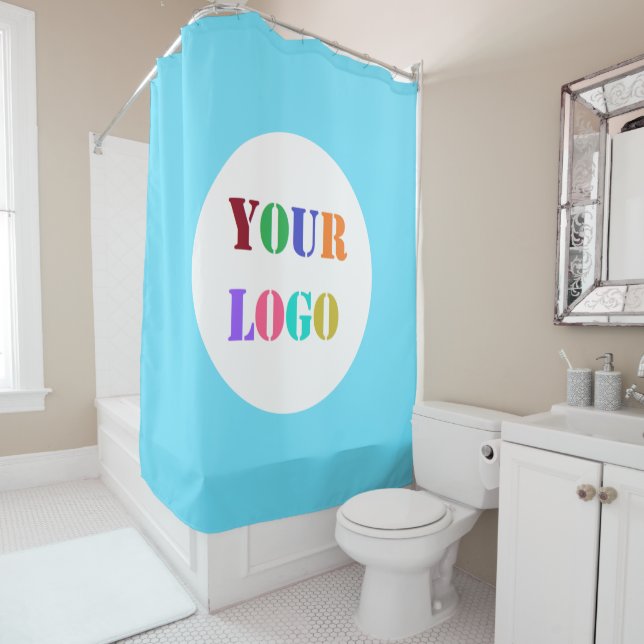 Your Company Logo Branded Shower Curtain Example (In Situ)