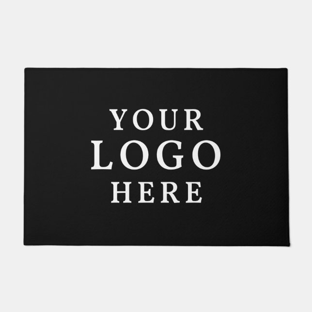 Your Company Logo Business Branding Black Front Doormat (Front)