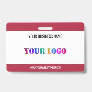 Your Company Logo Custom Text Business Name Badge ID Badge