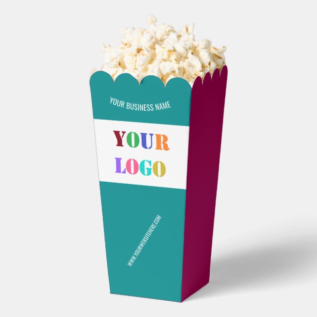 Your Company Logo Custom Text Popcorn Box Template (Popped)