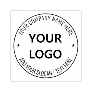 Your Company Logo Custom Text Round Rubber Stamp