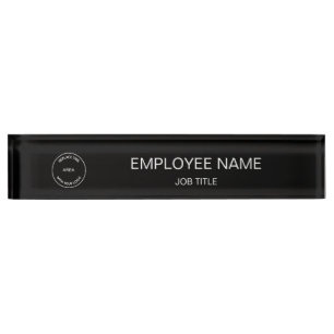 Your Company Logo Employee Name Job Title black Nameplate