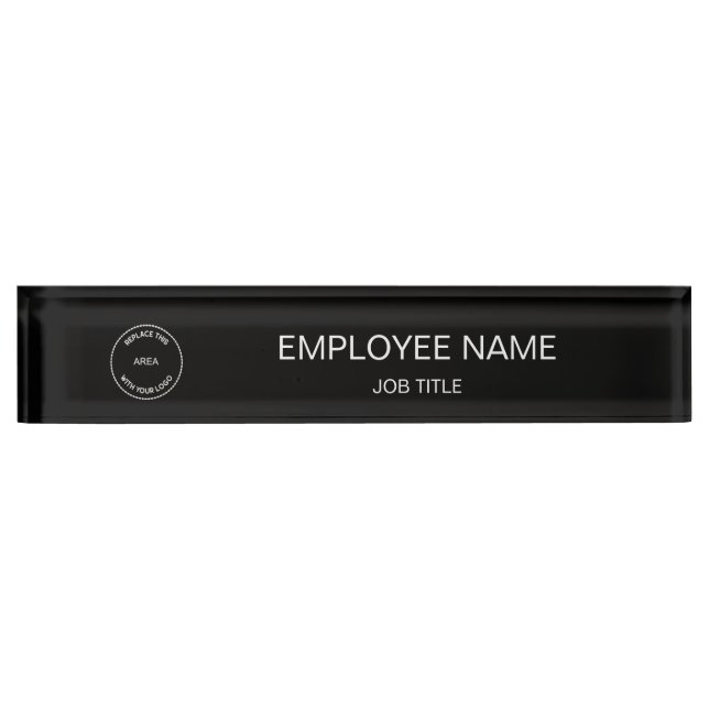 Your Company Logo Employee Name Job Title black Nameplate (Front)