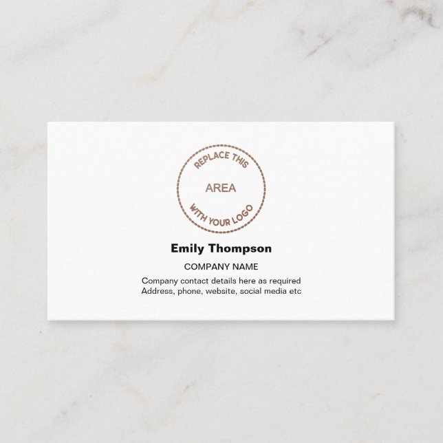 Your Company Logo Name Contact White Business Card (Front)