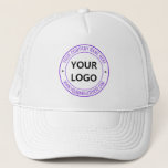 Your Company Logo Name Website Trucker Hat<br><div class="desc">Custom Colors and Font - Trucker Hat with Your Business Logo Name Website - Info Professional Stamp Design Promotional Hats / Gift - Add Your Logo - Image / Name - Company / Website or other Info . Text - Resize and move or remove and add elements / text with...</div>