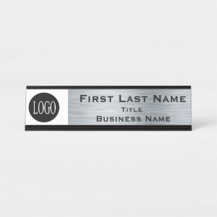 Your Company Logo Office Desk Sign Metallic Look