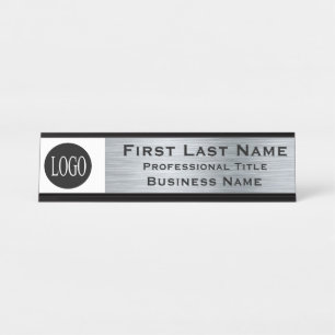 Your Company Logo Office Desk Sign Metallic Look