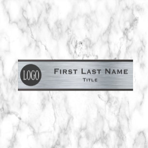Your Company Logo Office Door Sign Faux Silver 