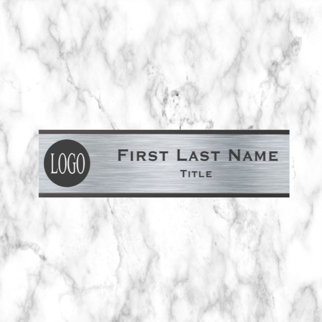 Your Company Logo Office Door Sign Faux Silver  (Creator Uploaded)