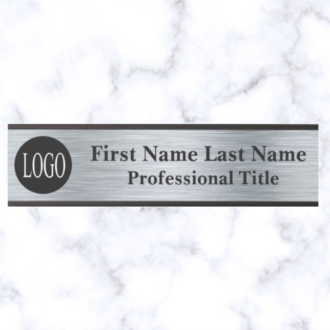 Your Company Logo Office Door Sign Faux Silver  (Creator Uploaded)