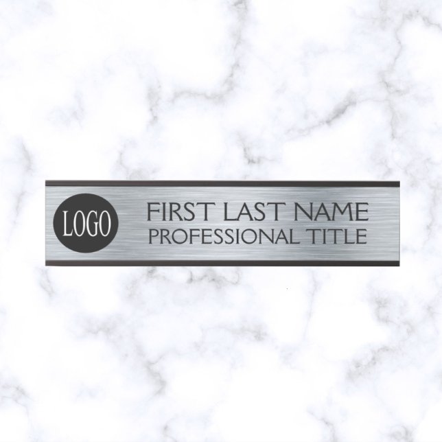 Your Company Logo Office Door Sign Faux Silver  (Creator Uploaded)