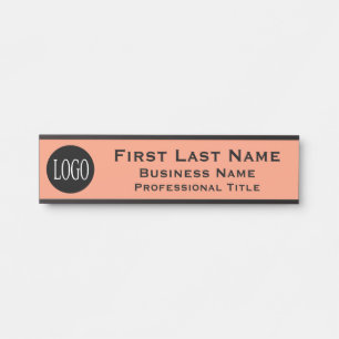 Your Company Logo Office Door Sign Peach Orange