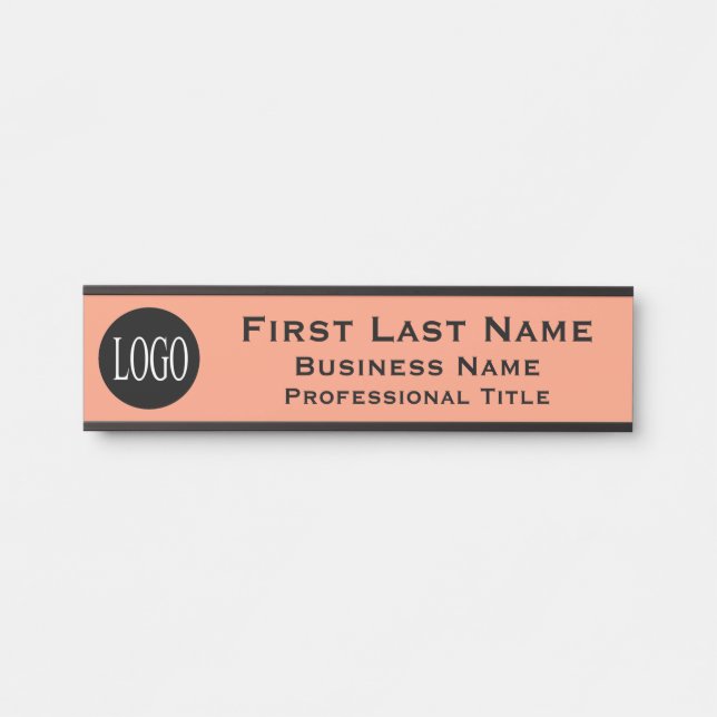 Your Company Logo Office Door Sign Peach Orange (Front)