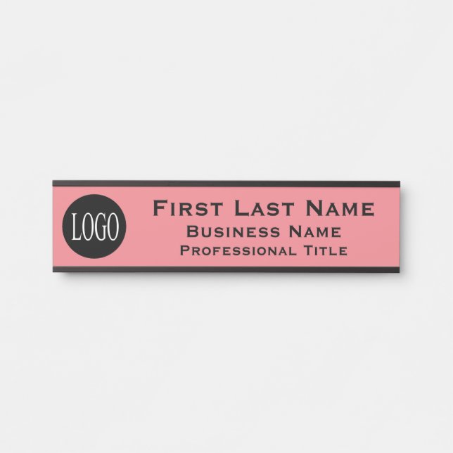 Your Company Logo Office Door Sign Pink Blush (Front)