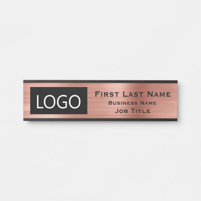 Your Company Logo Office Door Sign Rose Gold (Front)
