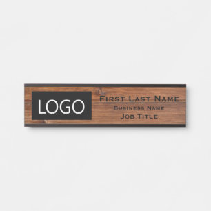 Your Company Logo Office Door Sign Rustic Wood