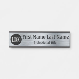 Your Company Logo Office Door Sign Silver Grey