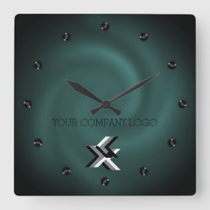 YOUR COMPANY LOGO,personalised,add your text Large Square Wall Clock